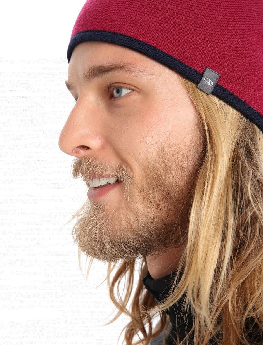 Men's Icebreaker Unisex Merino Pocket Beanie Hats Cherry / Midnight Navy | CA 1844XYUF